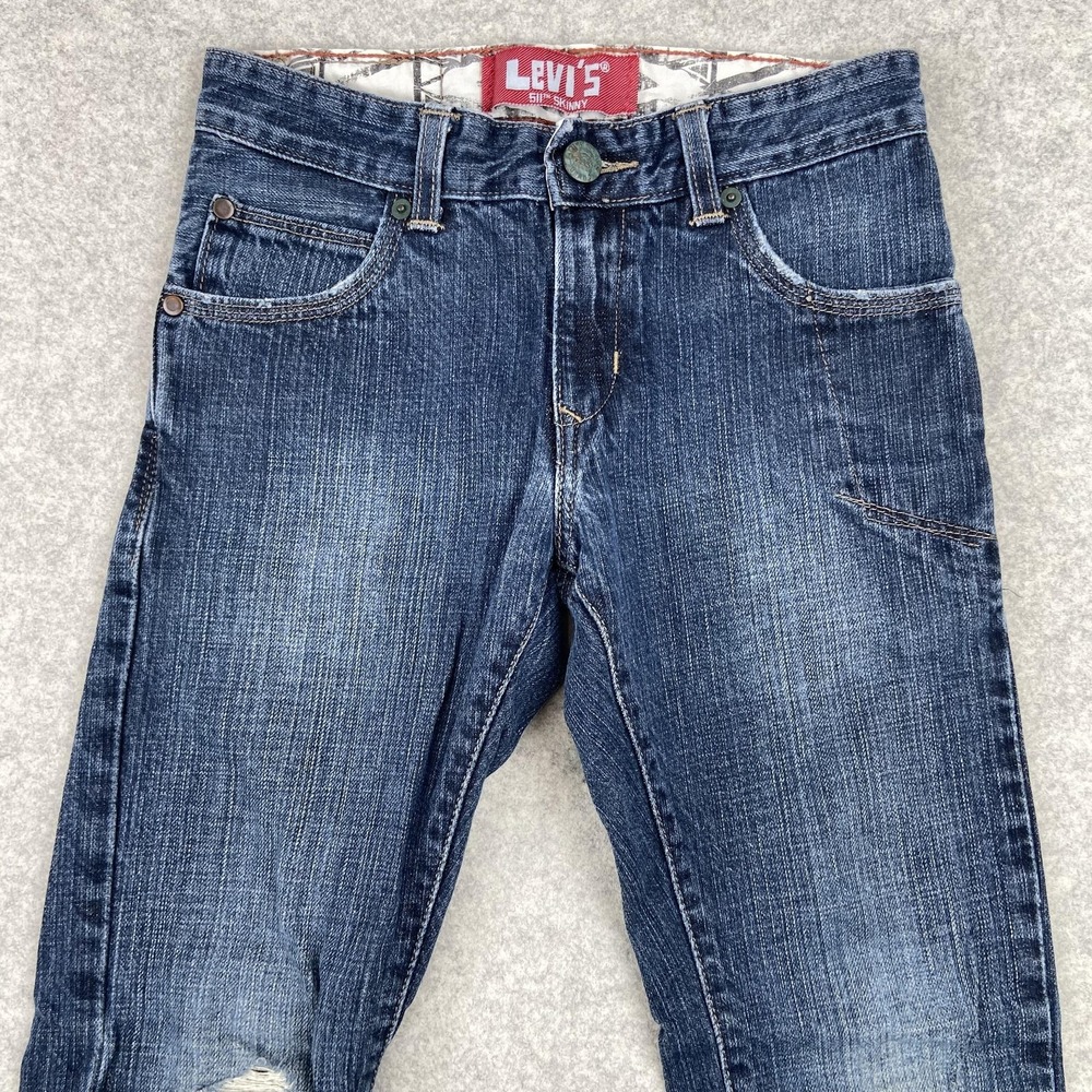 Levi's 511 Jeans Boys 10 Regular 25x25 Blue Slim Skinny Distressed Knee Denim